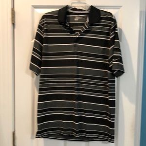 Nike Golf polo. Black and Grey striped. Large.